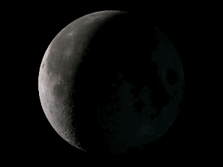 A moon goes from crescent, to new, to crescent, to quarter, to gibbous.
